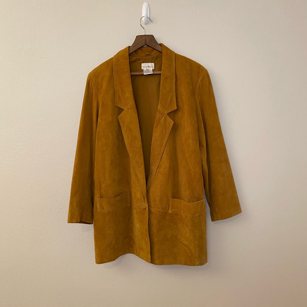 Vintage 90s tan brown leather coat